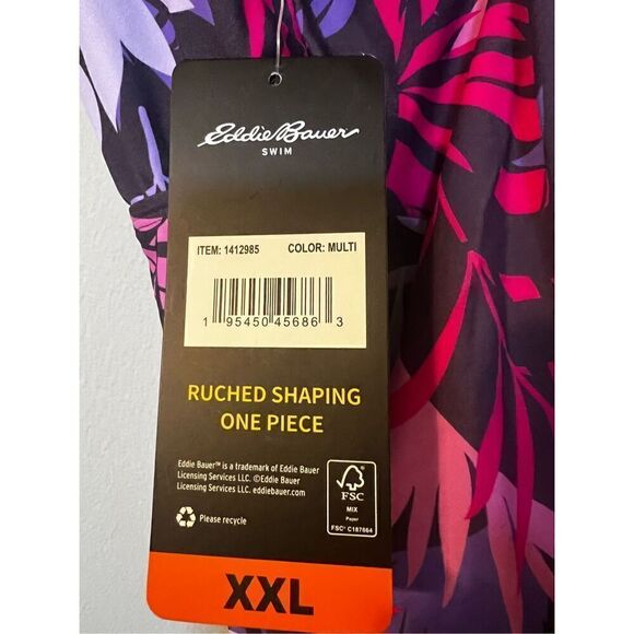 Eddie Bauer Women’s Size XXL Ruched Shaping One Piece Swimsuit Purple UV NWT - Picture 8 of 11
